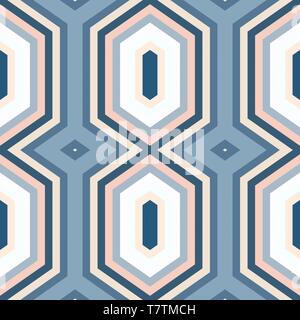 Semplice e moderno geometrica perfetta stile esagonale. grigio pastello, teal blu e bianco antico colori. pattern illustrazione per la carta da parati, moda indumento d Foto Stock