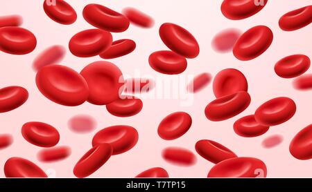 Scorre le cellule rosse del sangue, eritrociti su sfondo bianco, health care concept Illustrazione Vettoriale