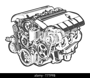 Il vettore ad alta illustrazione dettagliata di auto a motore Illustrazione Vettoriale