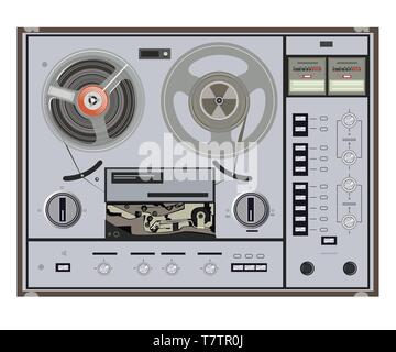 Illustrazione vettoriale di retro registratore a nastro Illustrazione Vettoriale