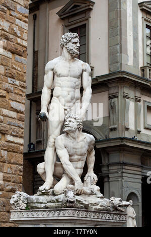 Ercole e Caco, Piazza della Signoria, Firenze Foto Stock