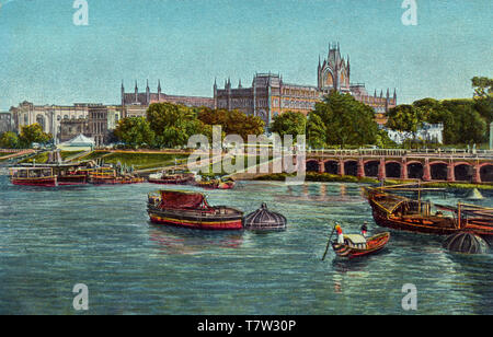 25-Apr-2012-Vintage foto veduta del Fiume Hooghly che mostra l Alta Corte di Calcutta ora Kolkata, West Bengal INDIA Foto Stock