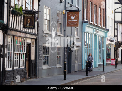 New Street, una strada medievale nella città di Worcester, Worcestershire Inghilterra REGNO UNITO Foto Stock