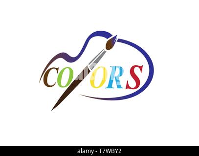 Alfabeto di disegno i colori con spazzola a mano per logo design illustrator Illustrazione Vettoriale