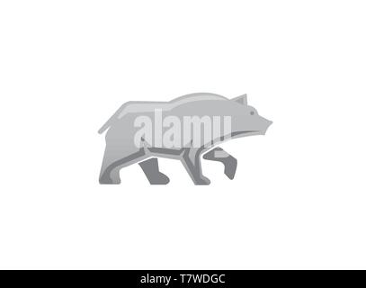 Big Bear passeggiate a piedi e in cerca di logo design Illustrazione Vettoriale