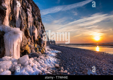 Le scogliere di Cap Blanc-Nez in inverno, Francia, Pas de Calais Foto Stock