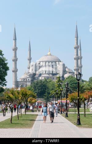 Turchia, Istanbul, centro storico sono classificati come patrimonio mondiale dall' UNESCO, il quartiere di Sultanahmet, la Moschea del Sultano Ahmet Camii (moschea blu) Foto Stock