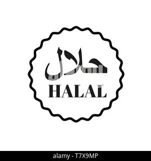 Halal food stamp segno nero Illustrazione Vettoriale