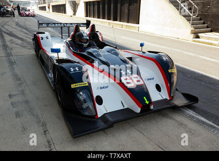 Tommy Dreelan, nella sua 2009, Oreca LMPC, in attesa di uscire dalla pit-lane, durante il 2019 Silverstone media classici e Giornata di test Foto Stock