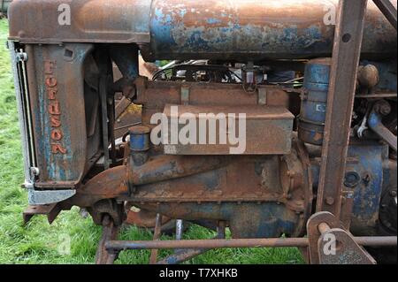 Vintage trattori Fordson in vendita presso un'azienda asta superiore Fattoria Venn, Herefordshire Foto Stock