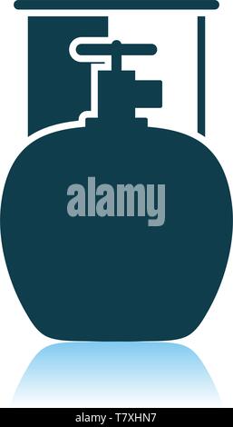 Camping Gas icona di contenitore. Ombra di Design di riflessione. Illustrazione Vettoriale. Illustrazione Vettoriale