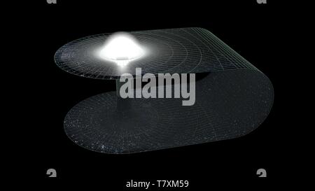 Un wormhole, o spazio bridge. Tasto di scelta rapida di collegamento di due punti separati nello spazio e nel tempo. 3d illustrazione Foto Stock