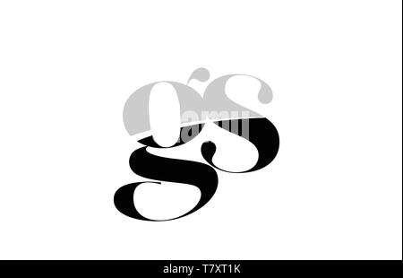 Bianco e nero lettera alfabeto gs g s icona logo design per una società o business Illustrazione Vettoriale