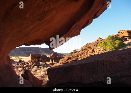 Vista del deserto a Twyfelfontein in Damaraland Namibia, Africa Foto Stock