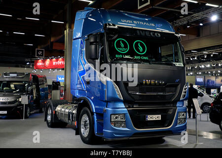 Helsinki, Finlandia. 09 Maggio, 2019. Iveco Stralis NP 460 visualizzato sul Transport-Logistics 2019. Iveco Stralis NP 460 è gas naturale carrello per lunghi haulage. Credito: Taina Sohlman/agefotostock Foto Stock