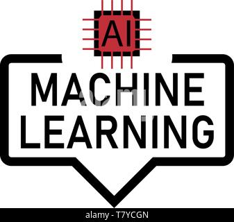 Apprendimento della macchina ai web icon discorso bolla Illustrazione Vettoriale