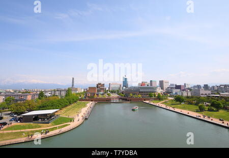 Città di Toyama grattacielo paesaggio urbano del centro di Toyama in Giappone Foto Stock