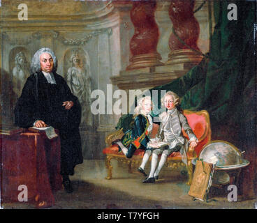 Richard Wilson, il principe Giorgio e il principe Edward Augustus, figli di Federico, principe di Galles, con il loro tutor Dr. Francis Ayscough, dipinto, circa 1748 Foto Stock