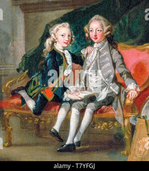 Richard Wilson, Prince George e Prince Edward Augustus, figli di Federico, Principe di Galles, come un giovane ragazzo, doppio ritratto, (dettaglio) c. 1748 Foto Stock