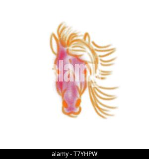 Il logo del vettore di cavallo per tatuaggio o T-shirt design stampa o abbigliamento esterno. A caccia di stile sfondo cavallo. Foto Stock