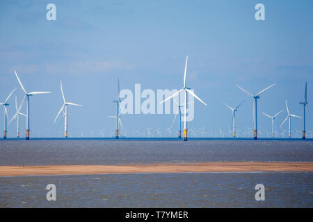 Burbo Bank Offshore Wind Farm, vicino a Liverpool Foto Stock