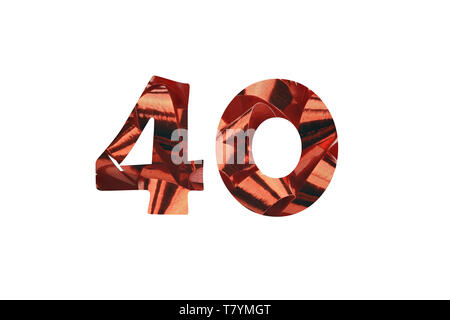 Numero 40 tagliata da un nastro rosso Foto Stock