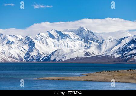 India, Jammu e Kashmir, Himalaya, Ladakh, Changthang plateau (Changtang), Rupshu valley, Tsomoriri lago (4530m), a sud vista dalla Cisgiordania Foto Stock