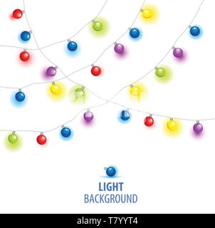 Illustrazione Vettoriale di Natale e Anno Nuovo luci isolate su sfondo. Illustrazione Vettoriale