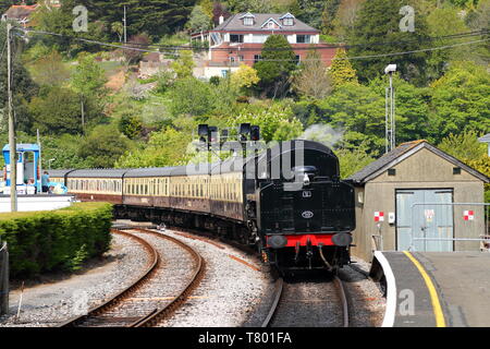 British Railways motore a vapore Braveheart alla stazione Kingswear, Devon, Regno Unito Foto Stock