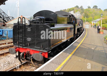 British Railways motore a vapore Braveheart alla stazione Kingswear, Devon, Regno Unito Foto Stock