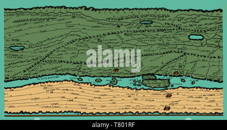 Tabula Peutingeriana, Impero Romano Mappa stradale Foto Stock