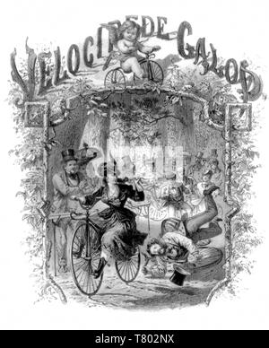 Velocipede Road Rage, 1869 Foto Stock