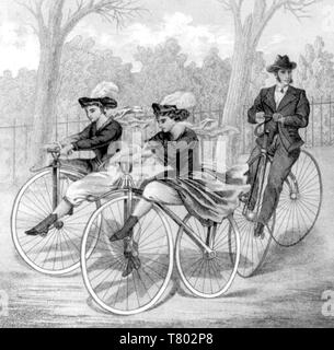 Equitazione velocipedi, 1869 Foto Stock