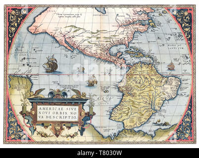 Theatrum Orbis Terrarum, il Nuovo Mondo, 1570 Foto Stock