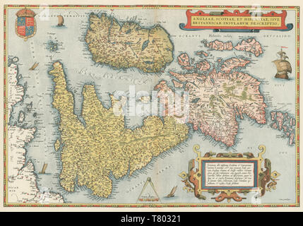 Theatrum Orbis Terrarum, Inghilterra, Scozia, Irlanda, 1570 Foto Stock