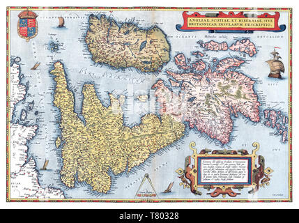 Theatrum Orbis Terrarum, Inghilterra, Scozia, Irlanda, 1570 Foto Stock