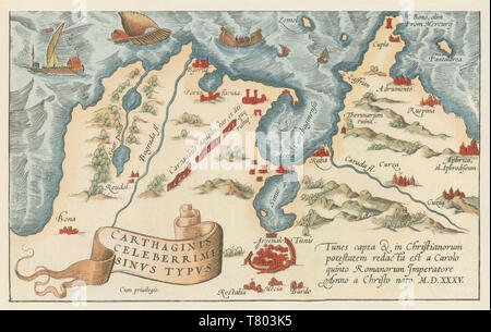 Theatrum Orbis Terrarum, Cartagine Harbour, 1570 Foto Stock