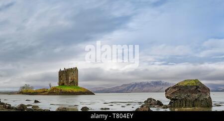 Castle Stalker, Loch Linnhe, Port Appin, altopiani, Argyll and Bute, Scotland, Regno Unito Foto Stock