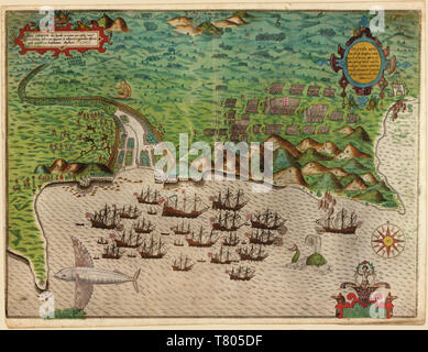 Francis Drake West Indian Voyage, Santiago, 1585 Foto Stock