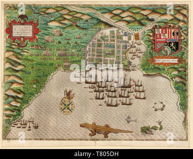 Francis Drake West Indian Voyage, Santo Domingo, 1586 Foto Stock