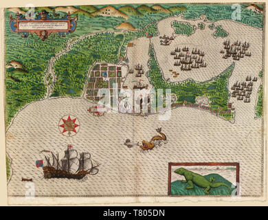 Francis Drake West Indian Voyage, Cartagena, 1586 Foto Stock