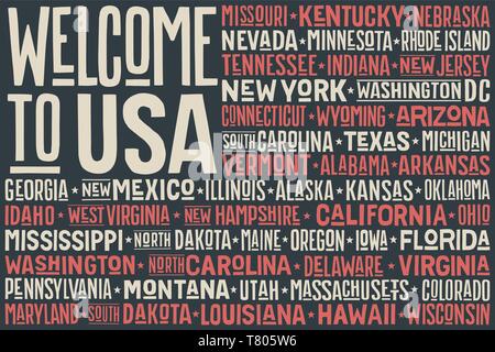 Bandiera degli Stati Uniti. Poster di Stati Uniti d'America bandiera Illustrazione Vettoriale