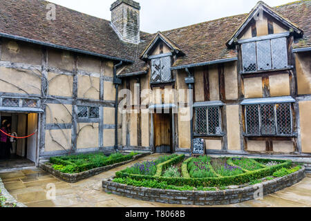 Luogo di nascita di Shakespeare situato a Henley Street, Stratford-upon-Avon, Warwickshire, Inghilterra, Regno Unito Foto Stock