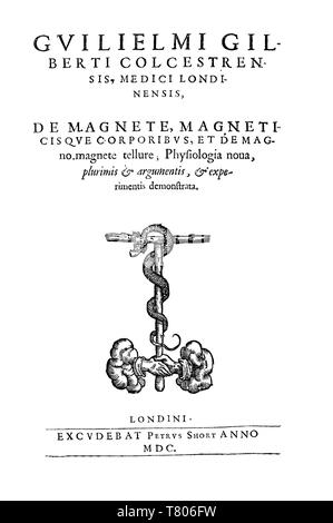 William Gilbert, De magnete, pagina titolo, 1600 Foto Stock