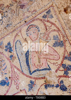 Pavimento a mosaico in Umm ar-Rasas, Sito Patrimonio Mondiale dell'UNESCO, Governatorato di Amman, Giordania, Medio Oriente Foto Stock