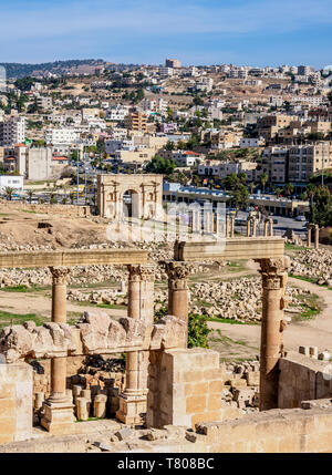 Teatro del nord, Jerash Jerash, Governatorato, Giordania, Medio Oriente Foto Stock