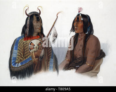 Nativi Americani e Assiniboine Yankton indiani, 1.830 s Foto Stock