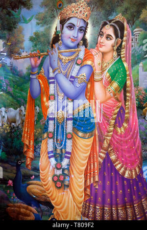 Subramaniam Swamy Temple, la pittura di Krishna e Radha, Ho Chi Minh City, Vietnam, Indocina, Asia sud-orientale, Asia Foto Stock