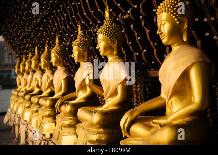 Statue di Buddha, Vederema Malakaya tempio, Colombo, provincia occidentale, Sri Lanka, Asia Foto Stock