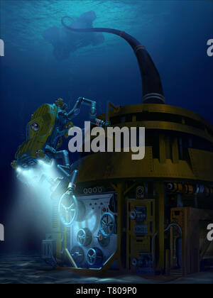 Pericolo di subacquea Robot, illustrazione Foto Stock